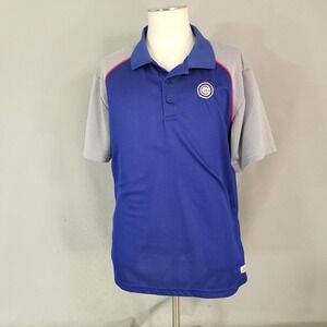 Chicago Cubs polo shirt men's large blue short sleeve Dri-Fit Stiches‎